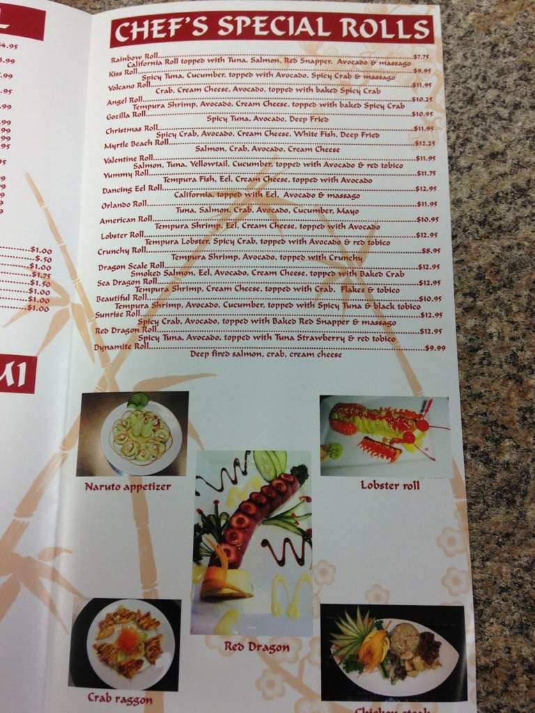 Tokyo Steak House and Sushi Bar - Conway, SC menu_pic