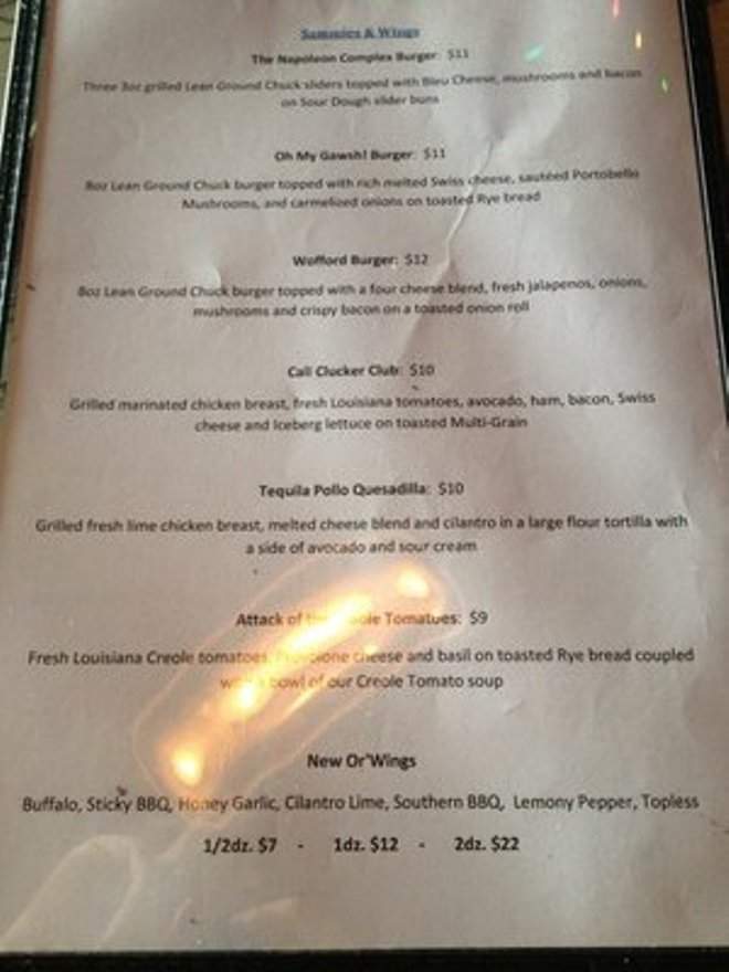 Tom Foolery's Cookery and Spirits - New Orleans, LA menu_pic