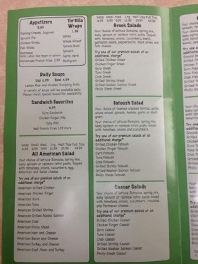 Toma's Salad Shop - Brighton, MI menu_pic