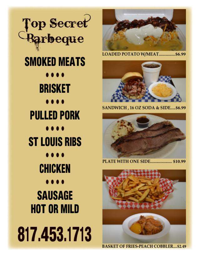 Top Secret Barbecue - Mansfield, TX menu_pic