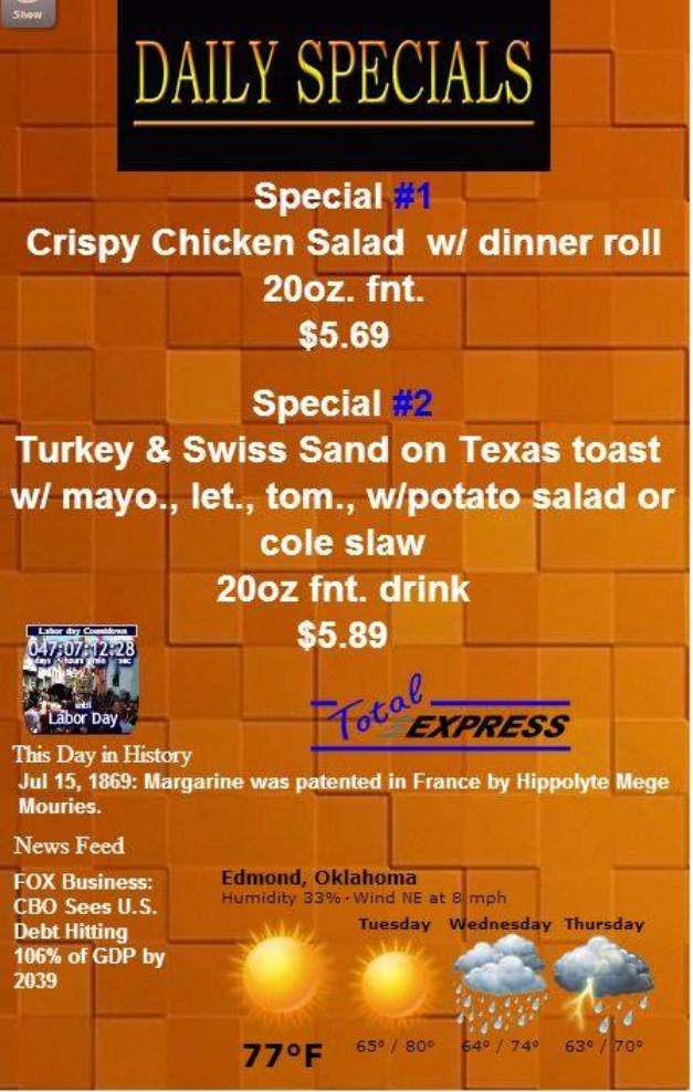 Total Express Grill - Edmond, OK menu_pic
