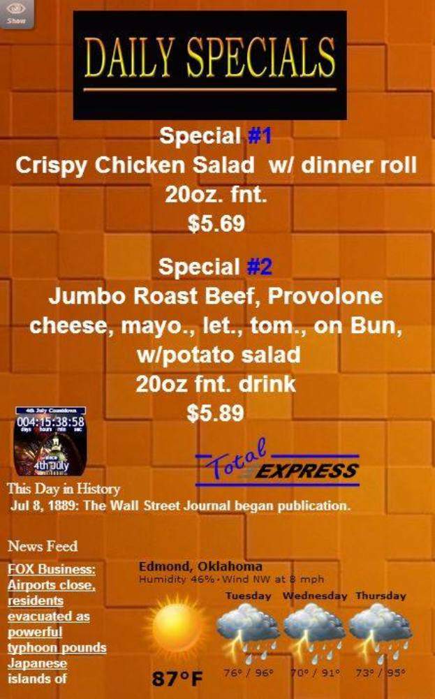Total Express Grill - Edmond, OK menu_pic