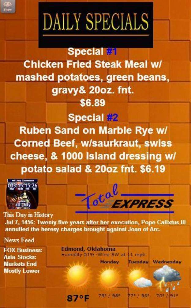 Total Express Grill - Edmond, OK menu_pic