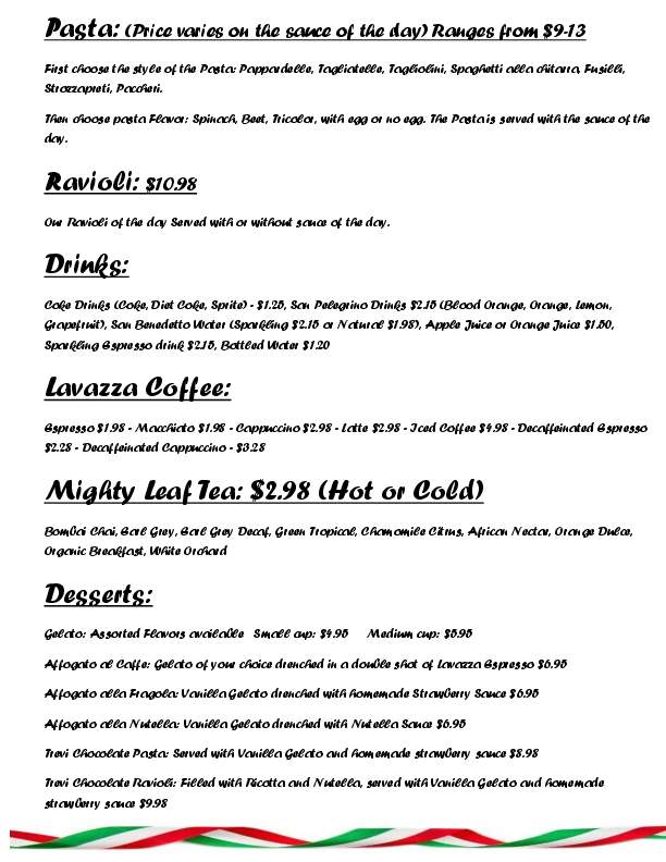 Trevi Pasta - Orlando, FL menu_pic