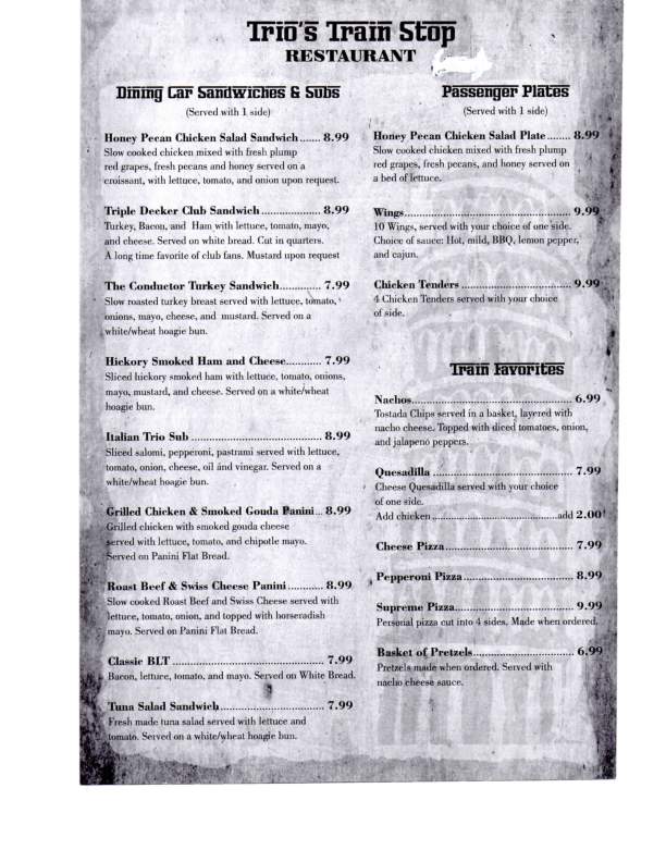 Trio's Train Stop Restaurant - Birmingham, AL menu_pic
