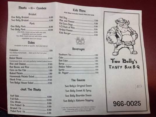 Two Belly's Tasty Bar B Q - Port Huron, MI menu_pic