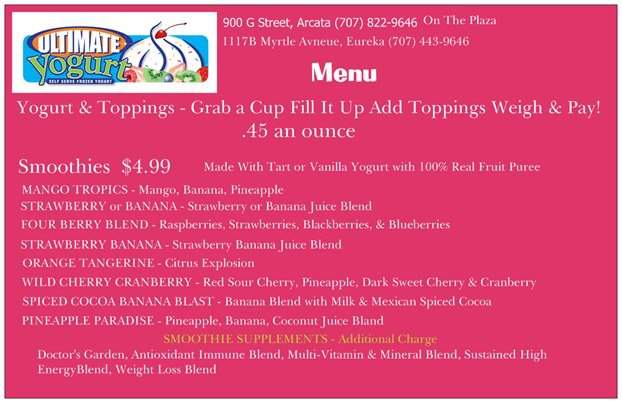 Ultimate Yogurt - Eureka, CA menu_pic