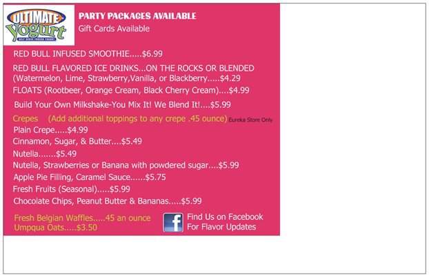 Ultimate Yogurt - Eureka, CA menu_pic