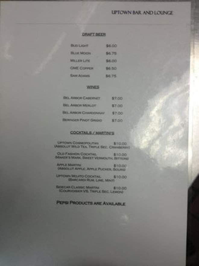 Uptown Bar & Lounge - Charlotte, NC menu_pic