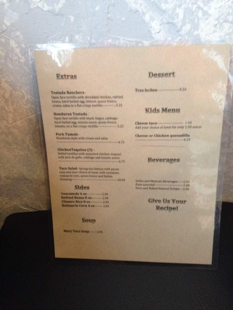 Urbano's Taqueria - Lafayette, LA menu_pic