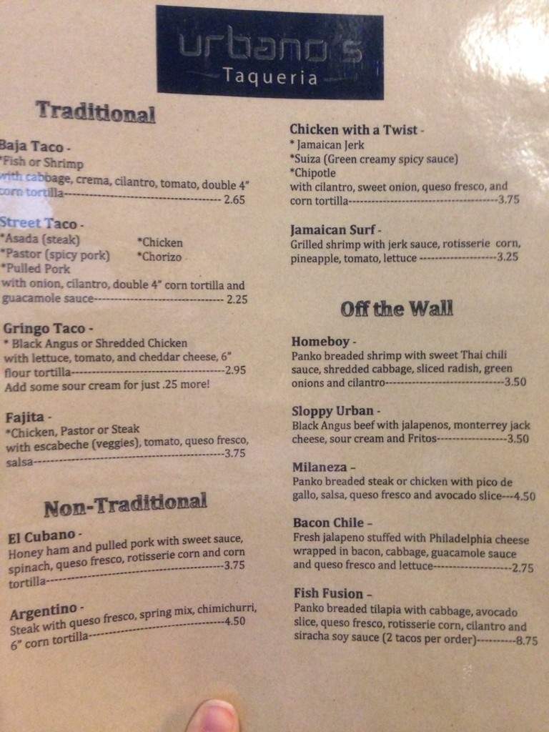 Urbano's Taqueria - Lafayette, LA menu_pic