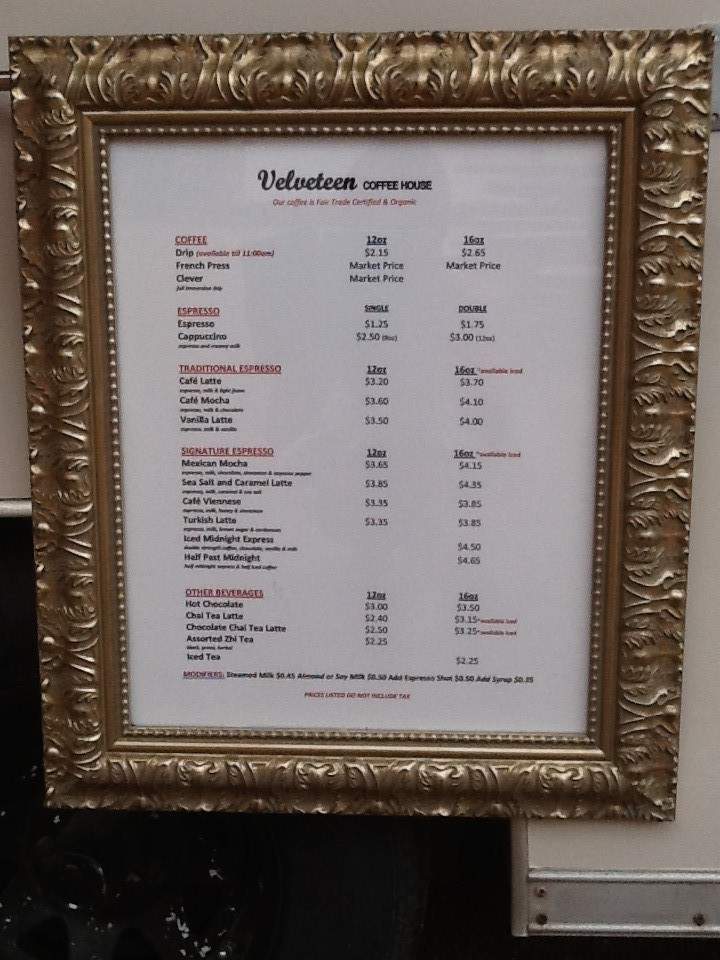 Velveteen Coffee House - Austin, TX menu_pic