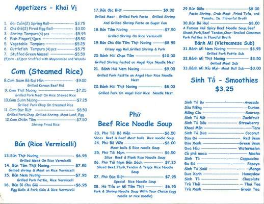 Vietnamese Cuisine & Sushi Bar - Bradenton, FL menu_pic