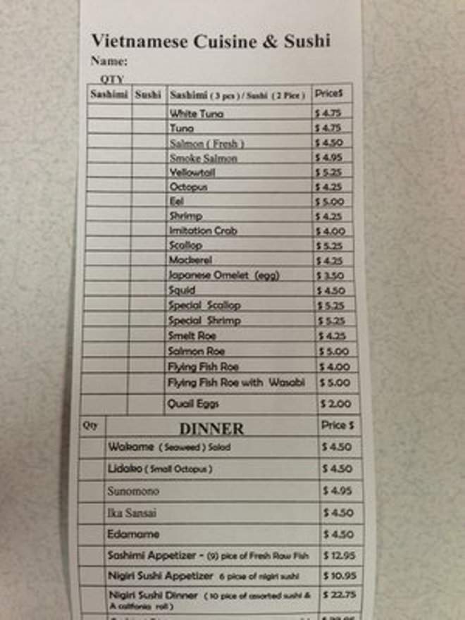 Vietnamese Cuisine & Sushi Bar - Bradenton, FL menu_pic