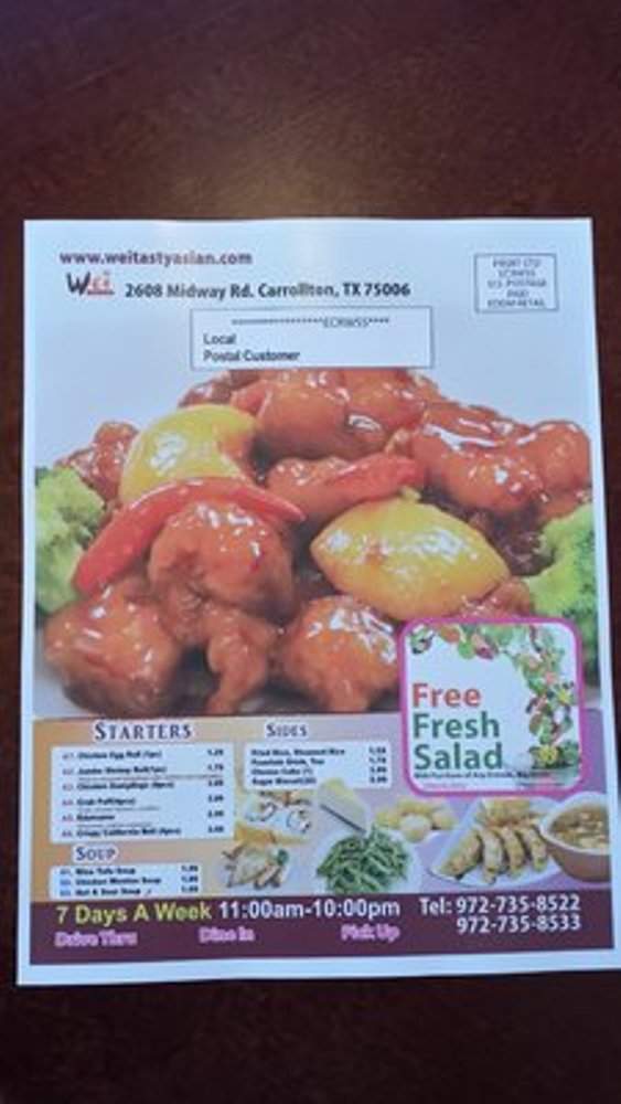 Wei Tasty Asian - Carrollton, TX menu_pic