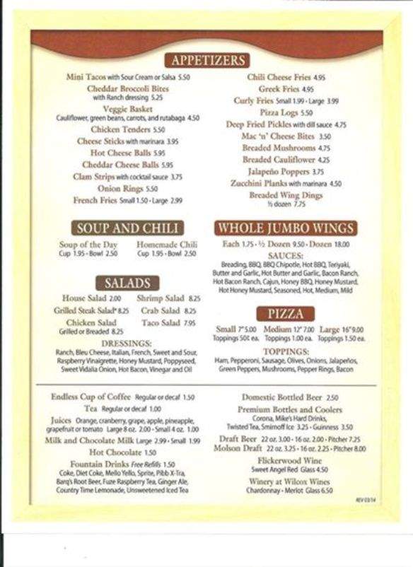Wilcox Tannery House - Wilcox, PA menu_pic