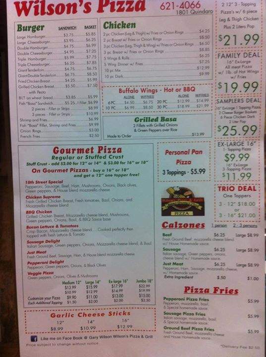 Wilson's Pizza - Kansas City, KS menu_pic