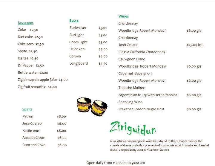 Ziriguidun - Kihei, HI menu_pic