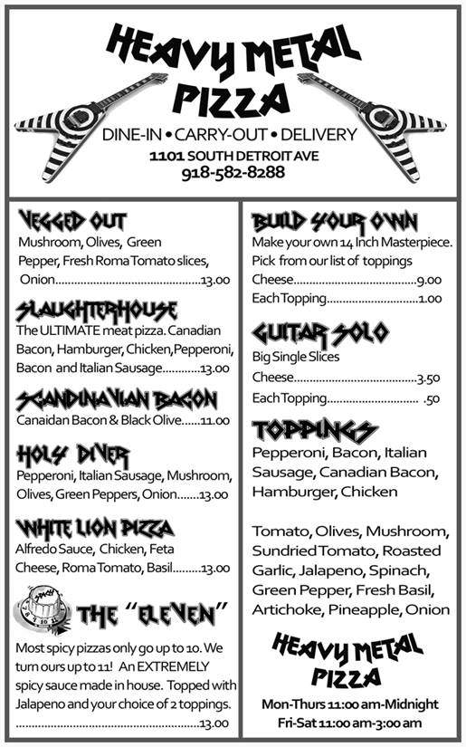 Heavy Metal Pizza - Tulsa, OK menu_pic