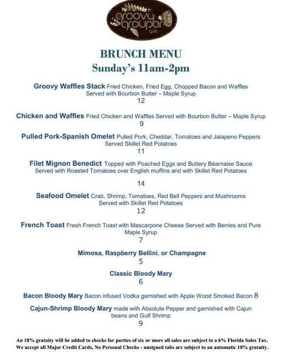 Groovy Grouper Grill - Destin, FL menu_pic
