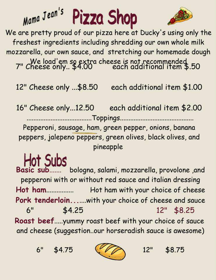 Ducky's Pub and Grill - Butler, OH menu_pic