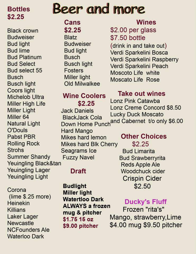 Ducky's Pub and Grill - Butler, OH menu_pic