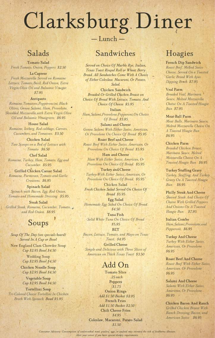 Clarksburg Diner - Clarksburg, WV menu_pic