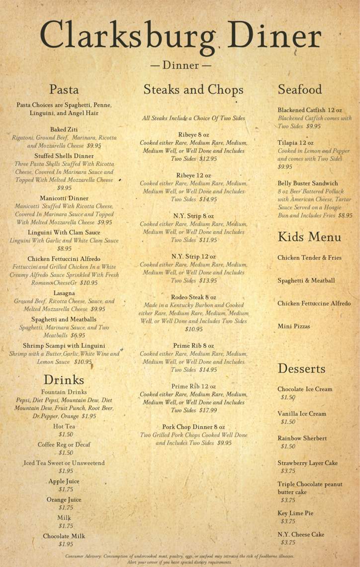 Clarksburg Diner - Clarksburg, WV menu_pic