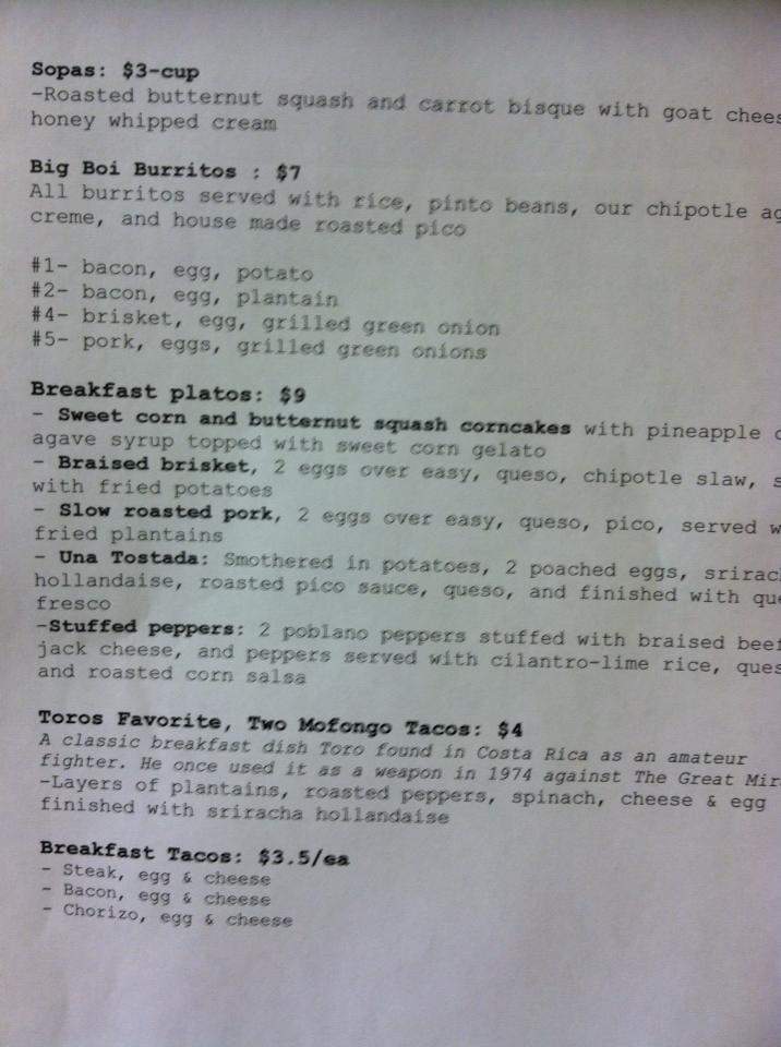 Toro's Tacos & Tequila Bar - Charlottesville, VA menu_pic