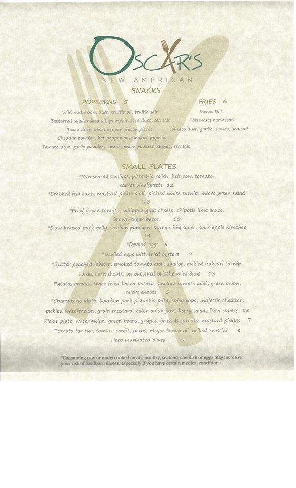 Oscar's New American - Yarmouth, ME menu_pic