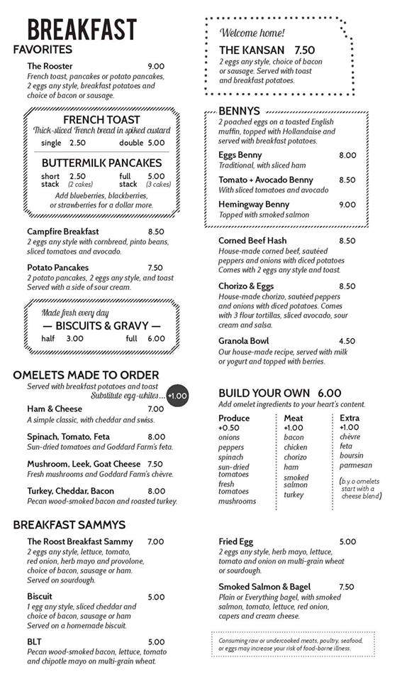The Roost - Lawrence, KS menu_pic