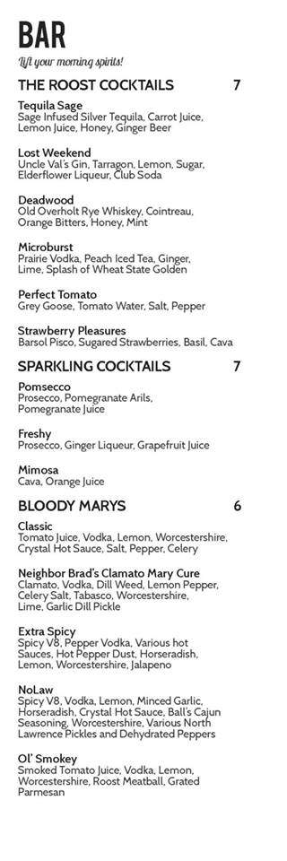The Roost - Lawrence, KS menu_pic
