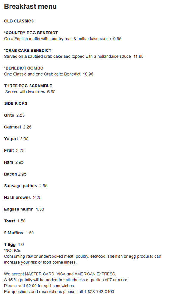 Randevu - Cashiers, NC menu_pic