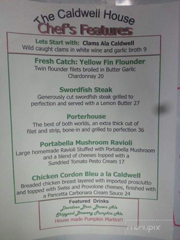 Caldwell House Restaurant - Lake George, NY menu_pic