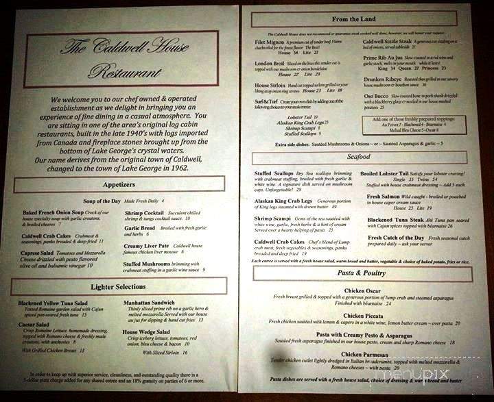 Caldwell House Restaurant - Lake George, NY menu_pic