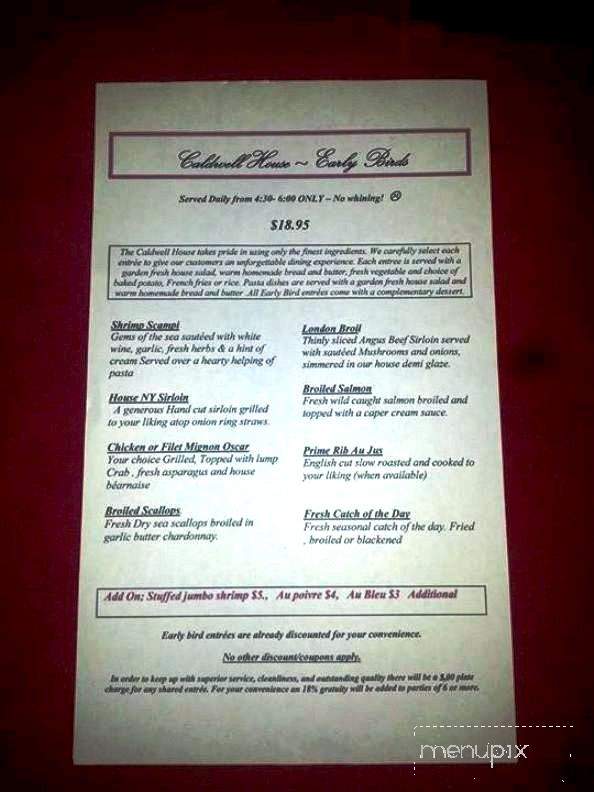 Caldwell House Restaurant - Lake George, NY menu_pic