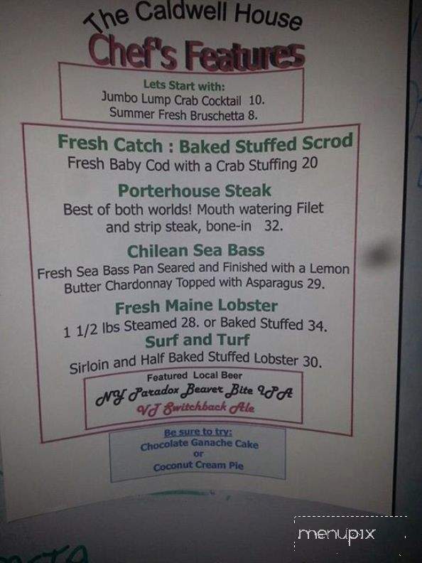 Caldwell House Restaurant - Lake George, NY menu_pic