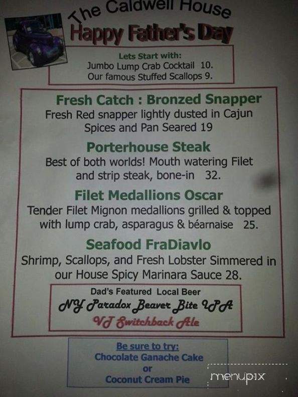 Caldwell House Restaurant - Lake George, NY menu_pic