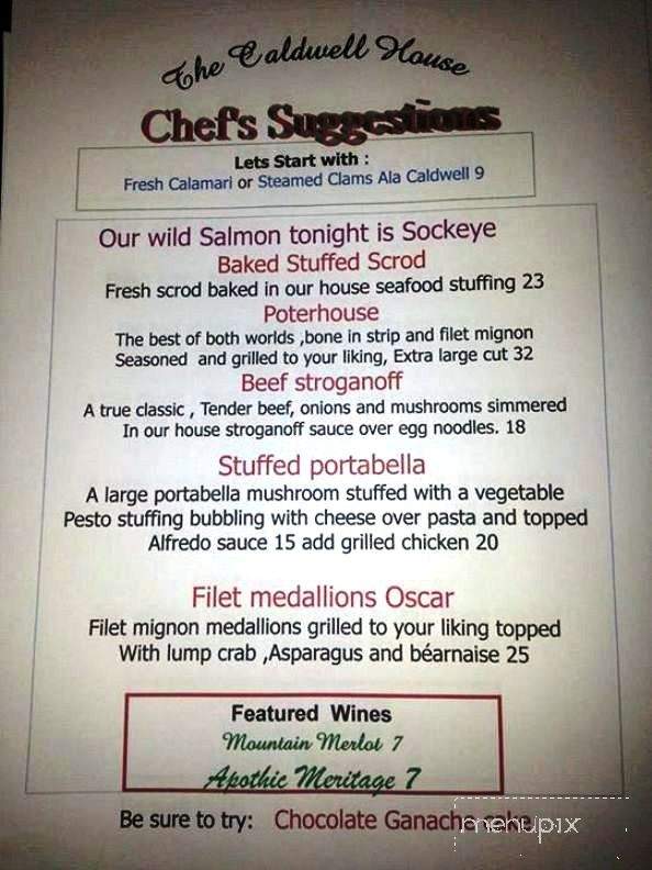 Caldwell House Restaurant - Lake George, NY menu_pic