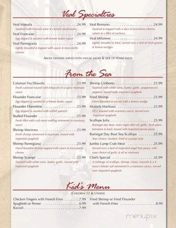 Calabria Ristorante - Beach Haven, NJ menu_pic