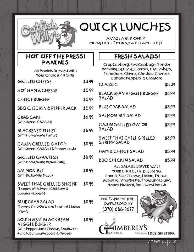 Catfish Willy's - Owensboro, KY menu_pic