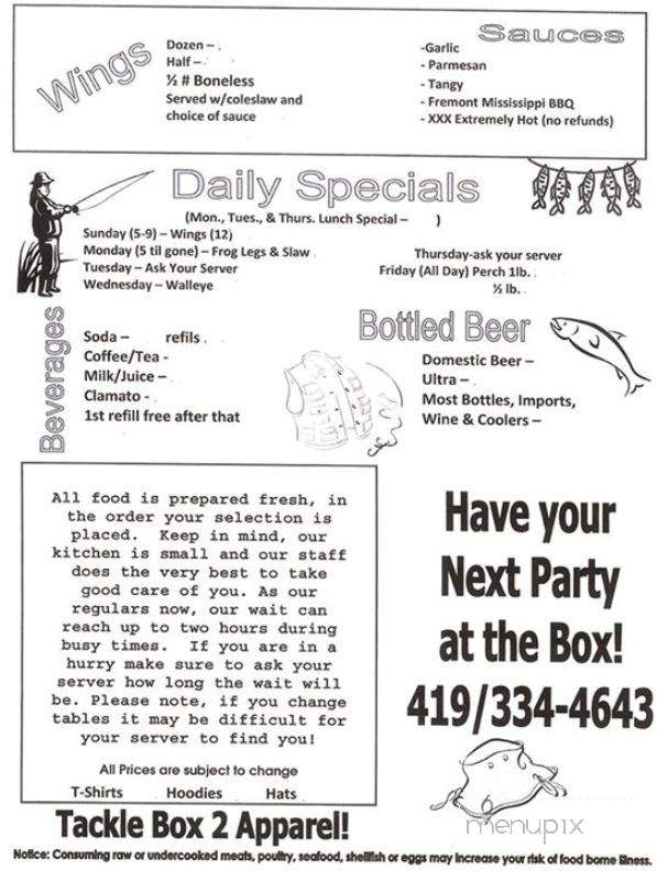 Tackle Box II - Fremont, OH menu_pic