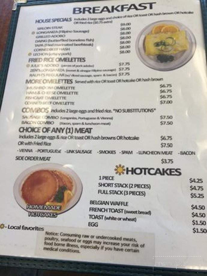 Julie'z Restaurant - Kapolei, HI menu_pic