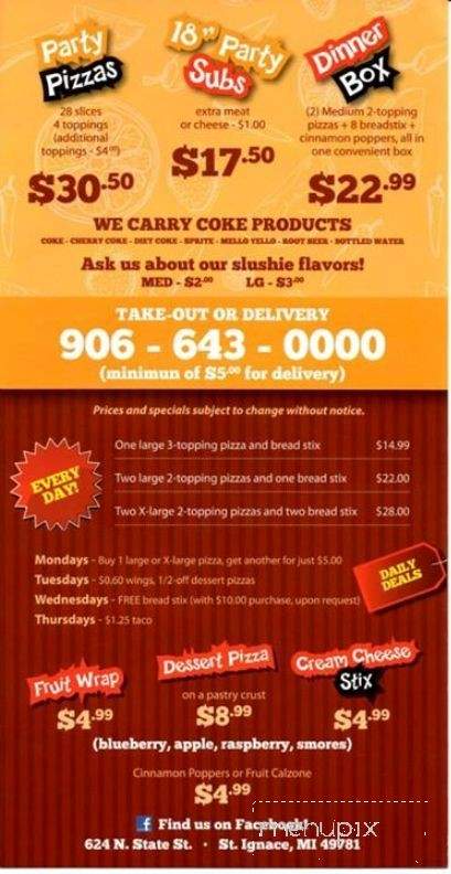 Pizza Builders - St Ignace, MI menu_pic