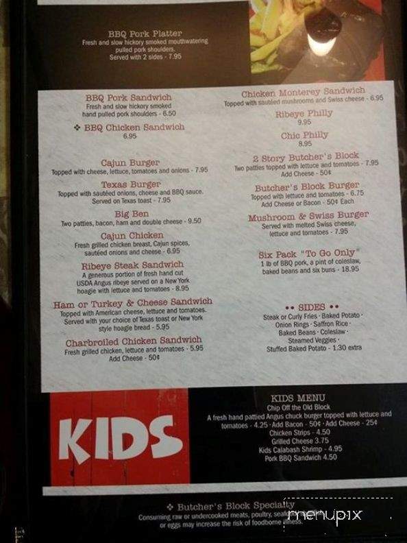 Butcher's Block - Greeneville, TN menu_pic