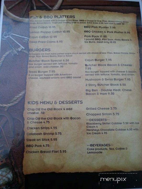 Butcher's Block - Greeneville, TN menu_pic