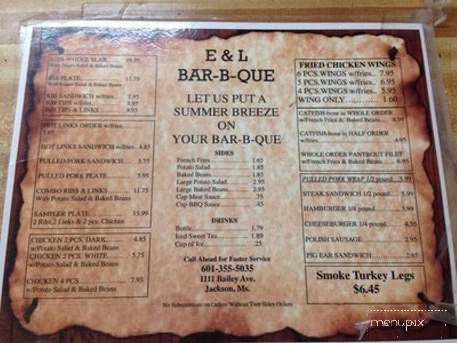 E & L Barbeque - Jackson, MS menu_pic