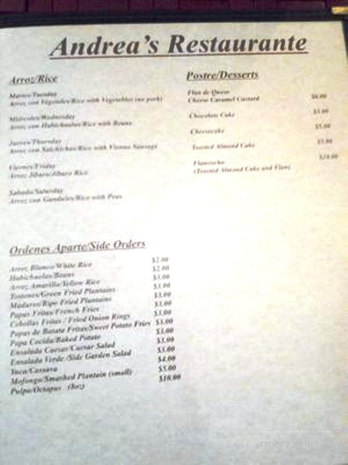 Andrea's - Hartford, CT menu_pic