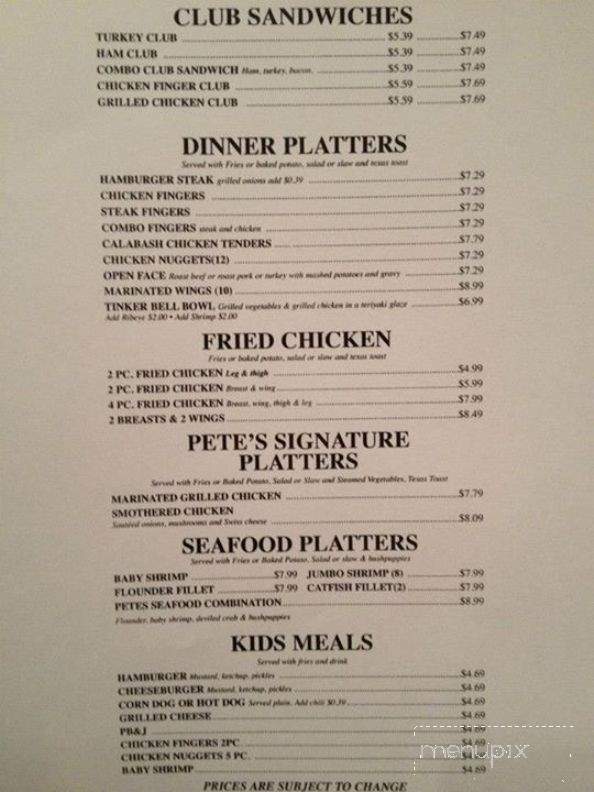 Pete's Of Simpsonville - Simpsonville, SC menu_pic