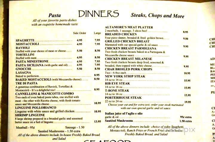 Altamore Ristorante - Rockford, IL menu_pic
